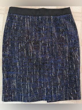 Boden Blue Tweed Wool Skirt 4